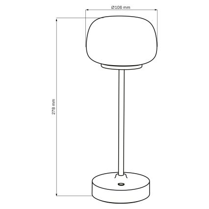 LED Dimmable touch table lamp RIMINI LED/2W/5V USB 2000 mAh gold/white