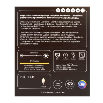 LED Dimming bulb Philips Hue WHITE E14/5,5W/230V 2700K