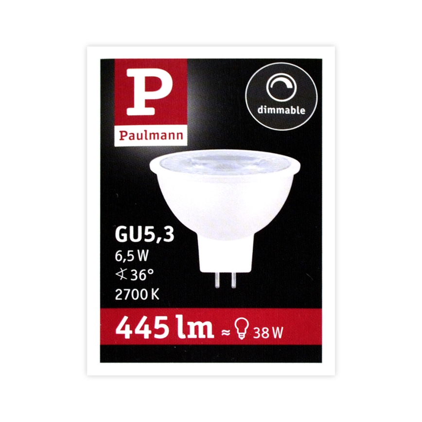 LED Dimming Flood Light Bulb GU5.3/6.5W/12V 2700K – Paulmann 28758
