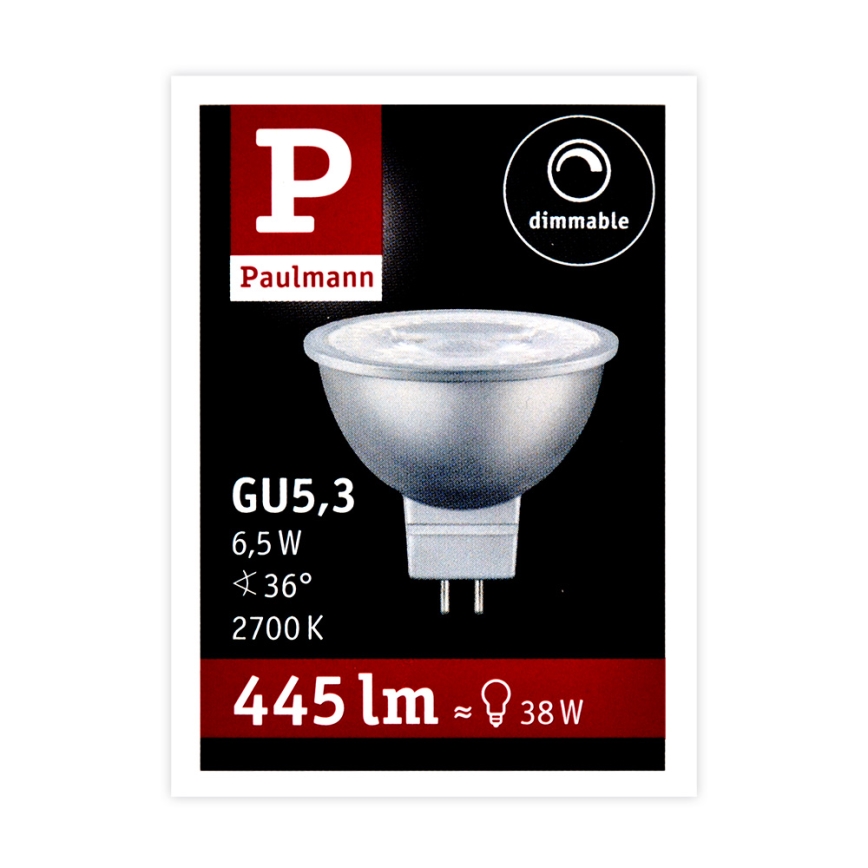 LED Dimming Flood Light Bulb GU5.3/6.5W/12V 2700K – Paulmann 28759
