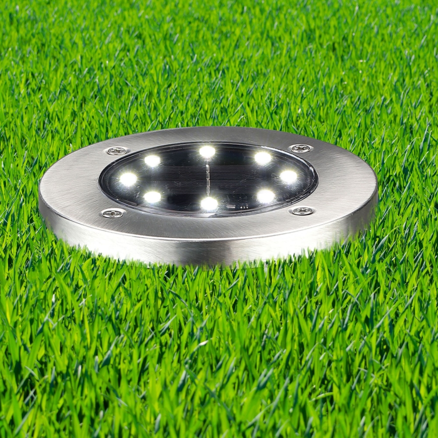 LED Driveway solar light SOLLY LED/1,2V 6500K d. 11,5 cm 300 mAh IP44 matte chrome