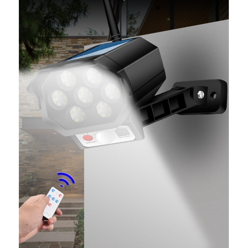 LED dummy security camera with sensor and solar panel — LED/5W/5.5V, 800 mAh, IP65-rated, with remote control