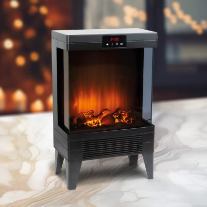 LED Electric Fireplace with Heater, 2000W/230V + Remote Control