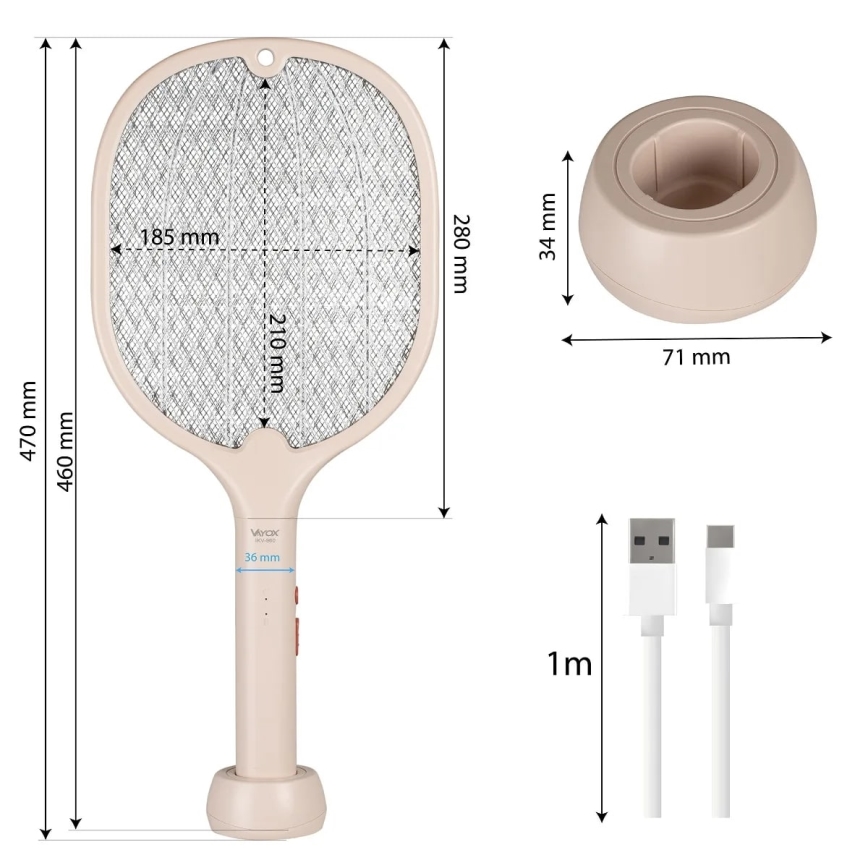 LED Electric insect zapper 2in1 500 mAh/5V beige