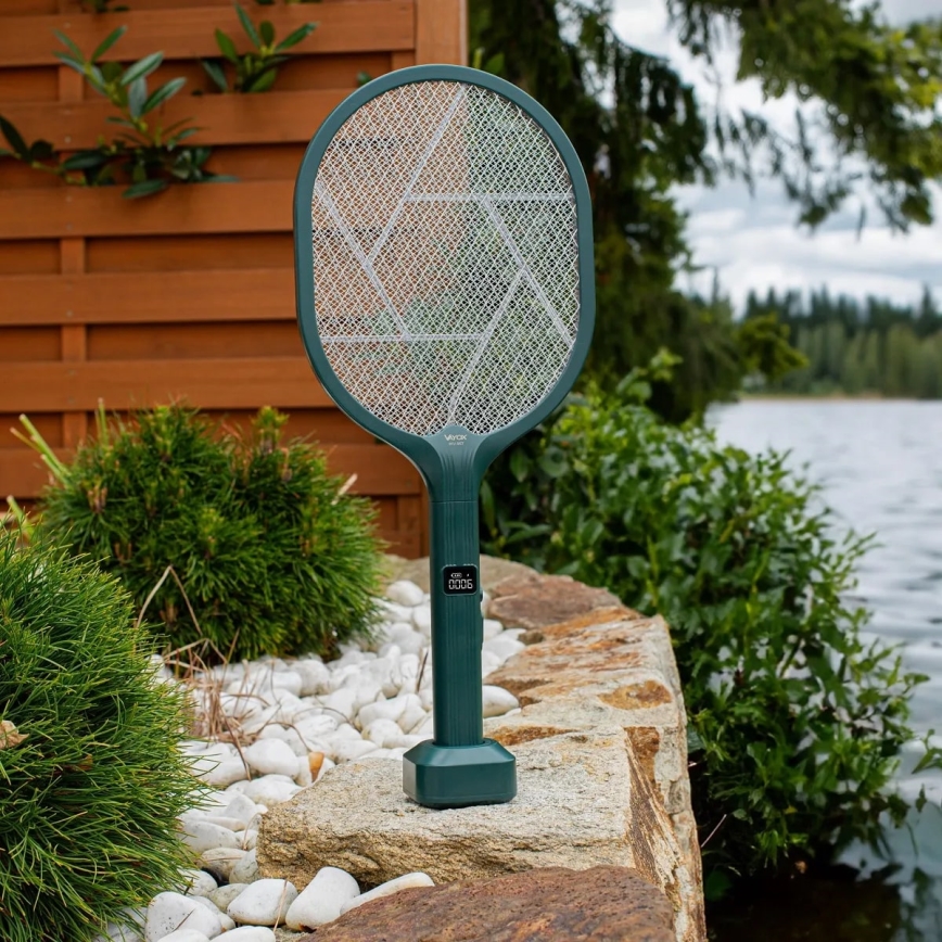 LED Electric insect zapper 2in1 with LCD display 1200 mAh/5V green