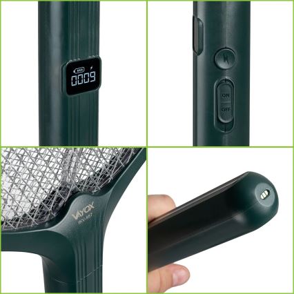 LED Electric insect zapper 2in1 with LCD display 1200 mAh/5V green