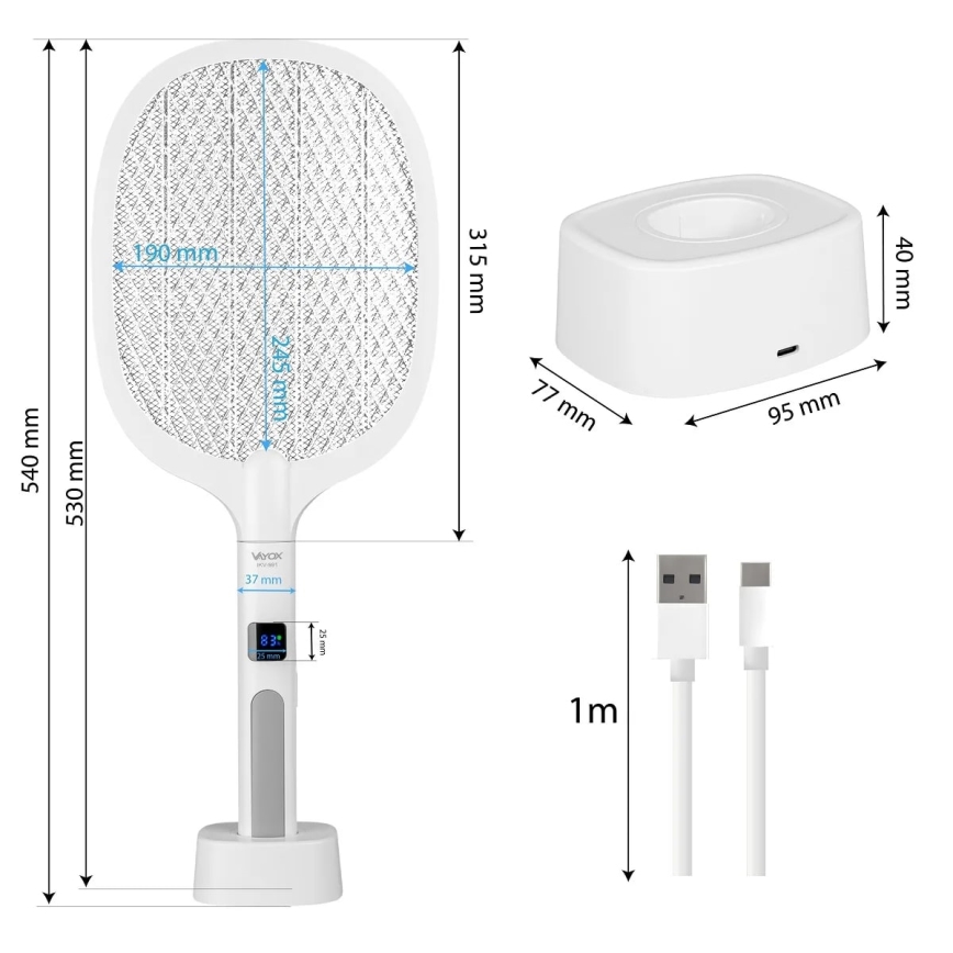 LED Electric insect zapper 2in1 with LCD display 1200 mAh/5V white