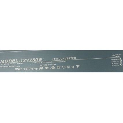 LED Electronic transformer 250W/12V IP67