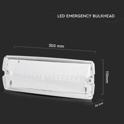 LED Emergency light EMERGENCY EXIT LED/3W/230V 6400K IP65
