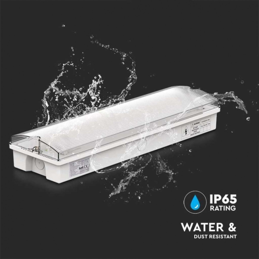 LED Emergency light with a regular functionality test EMERGENCY EXIT LED/3W/230V 6400K IP65