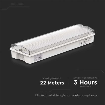 LED Emergency light with a regular functionality test EMERGENCY EXIT LED/3W/230V 6400K IP65