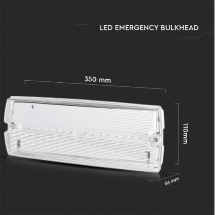 LED Emergency light with a regular functionality test EMERGENCY EXIT LED/3W/230V 6400K IP65