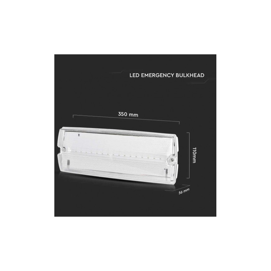 LED Emergency light with a regular functionality test EMERGENCY EXIT LED/3W/230V 6400K IP65