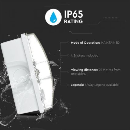LED Emergency light EMERGENCY EXIT LED/3W/230V IP65 6000K 1200mAh