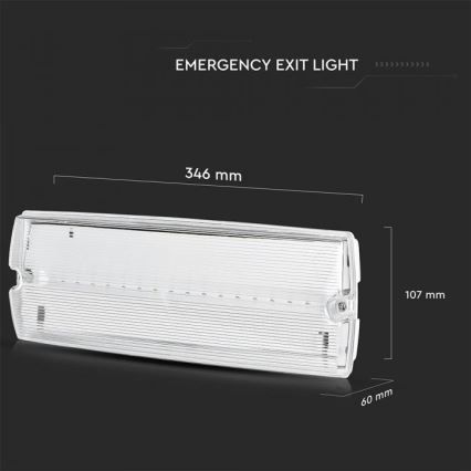 LED Emergency light EMERGENCY EXIT LED/3W/230V IP65 6000K 1200mAh