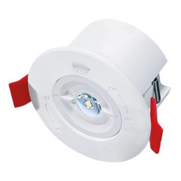 LED Emergency Recessed Downlight, 1.5W, 230V, 1800 mAh