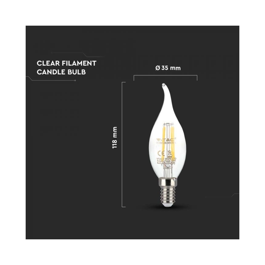 LED Filament Bulb E14/4W/230V 3000K