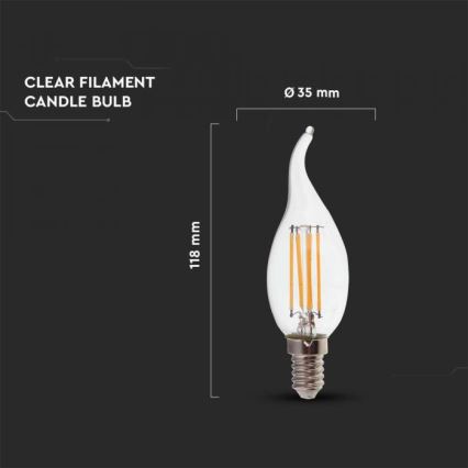 LED Filament Bulb E14/4W/230V 4000K