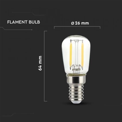 LED Filament Bulb ST26 E14, 2W, 230V, 6500K