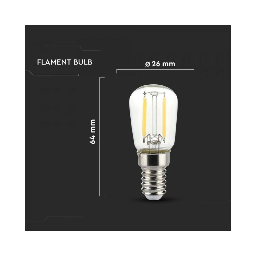 LED Filament Bulb ST26 E14, 2W, 230V, 6500K