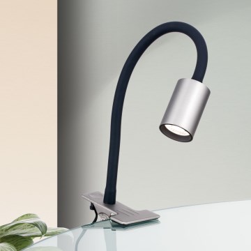 LED Flexible table lamp with clip KURT LED/5W/230V silver