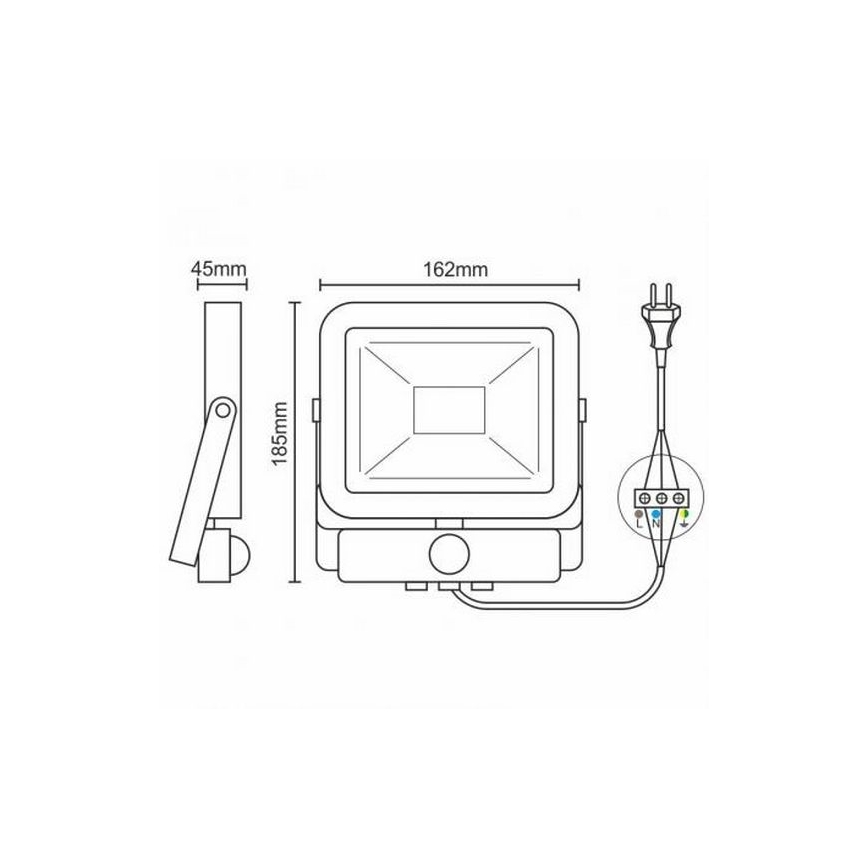 LED Flood light with a sensor LED/20W/265V 1800lm white IP65