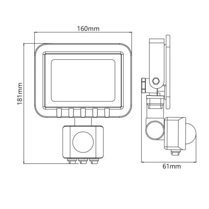 LED flood light with a sensor LED/30W/230V IP65