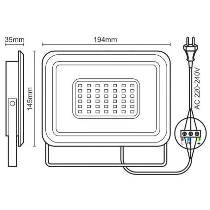 LED Floodlight LED/50W/230V 4000K IP65