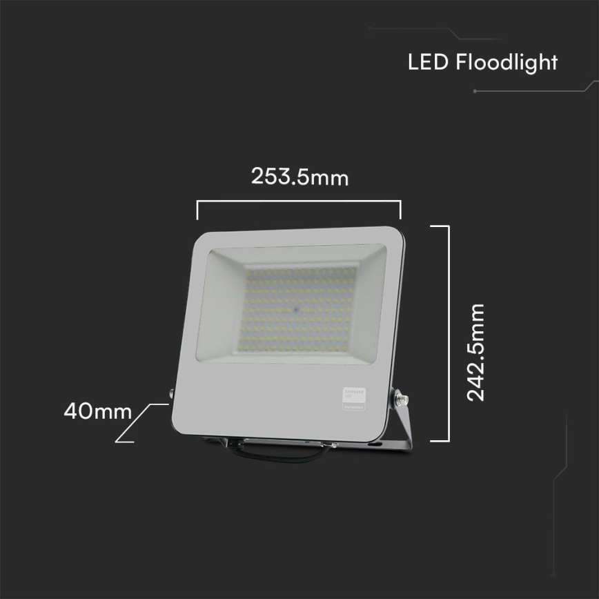 LED Floodlight SAMSUNG CHIP LED/100W/230V 6400K IP65 black