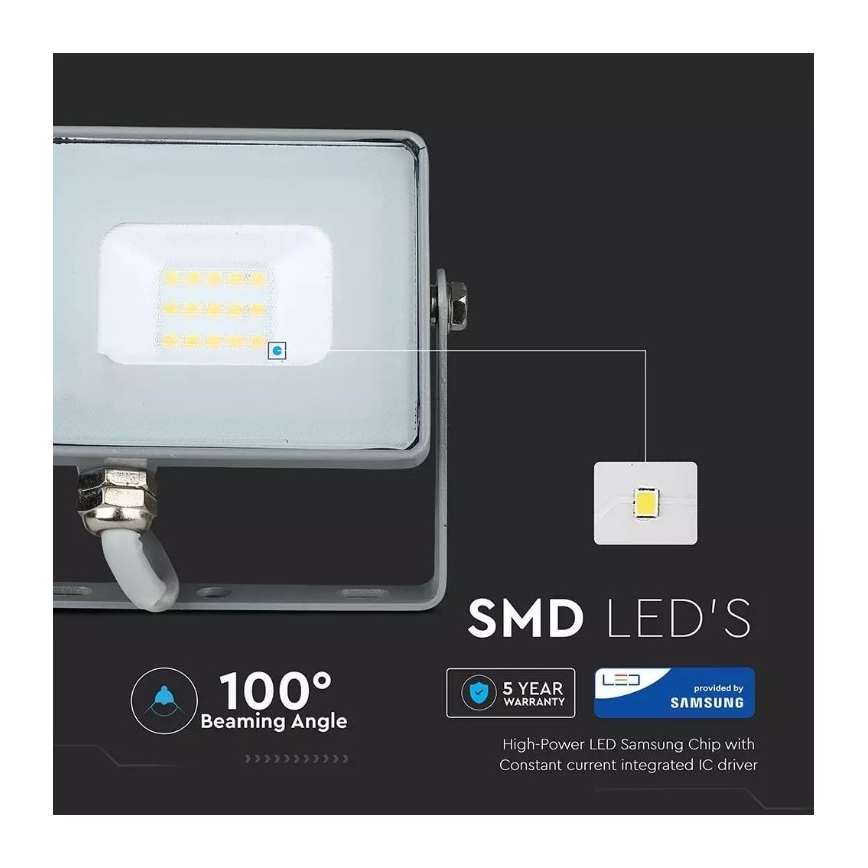 LED Floodlight SAMSUNG CHIP LED/10W/230V IP65 4000K grey