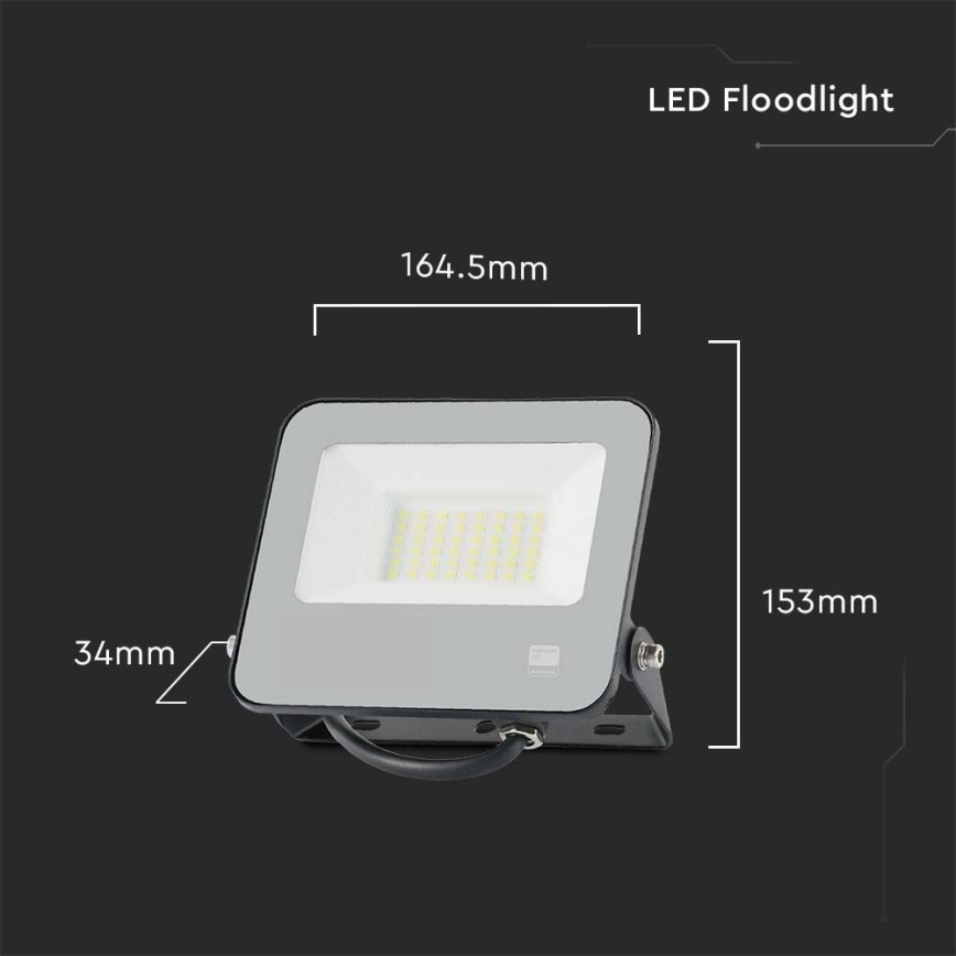 LED Floodlight SAMSUNG CHIP LED/30W/230V 4000K IP65 black