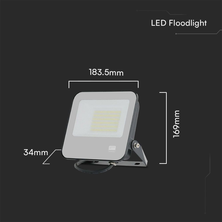 LED Floodlight SAMSUNG CHIP LED/50W/230V 6500K IP65 black
