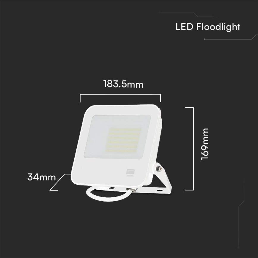 LED Floodlight SAMSUNG CHIP LED/50W/230V 6500K IP65 white