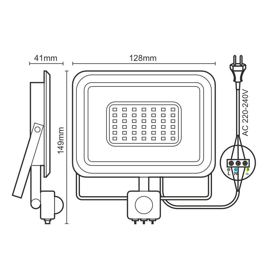 LED Floodlight with a sensor LED/20W/230V 4000K IP44