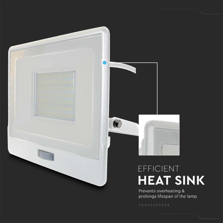LED Floodlight with a sensor LED/50W/230V 4000K IP65 white