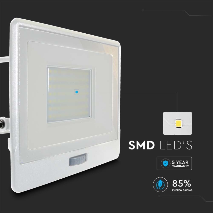 LED Floodlight with a sensor LED/50W/230V 4000K IP65 white
