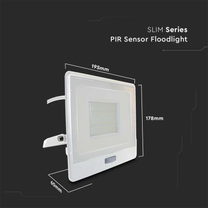 LED Floodlight with a sensor LED/50W/230V 4000K IP65 white