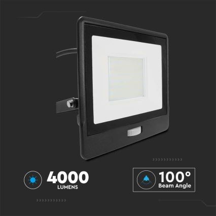 LED Floodlight with a sensor LED/50W/230V 6500K IP65 black