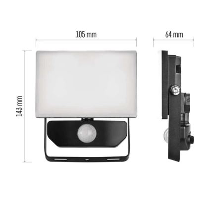 LED Floodlight with a sensor TAMBO LED/10W/230V 4000K IP54