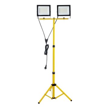 LED Floodlight with a stand TIGRA 2xLED/100W/230V 4000K IP54 black/yellow