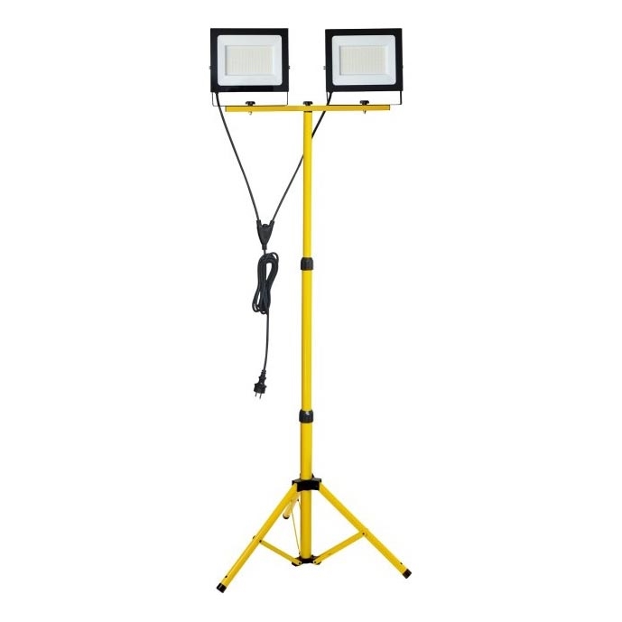 LED Floodlight with a stand TIGRA 2xLED/100W/230V 4000K IP54 black/yellow