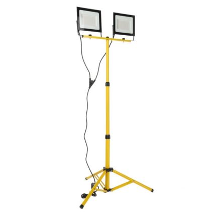 LED Floodlight with a stand TIGRA 2xLED/100W/230V 4000K IP54 black/yellow