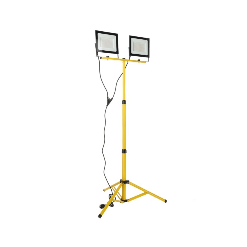 LED Floodlight with a stand TIGRA 2xLED/100W/230V 4000K IP54 black/yellow