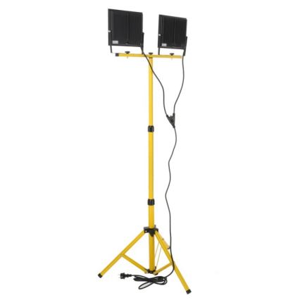 LED Floodlight with a stand TIGRA 2xLED/100W/230V 4000K IP54 black/yellow