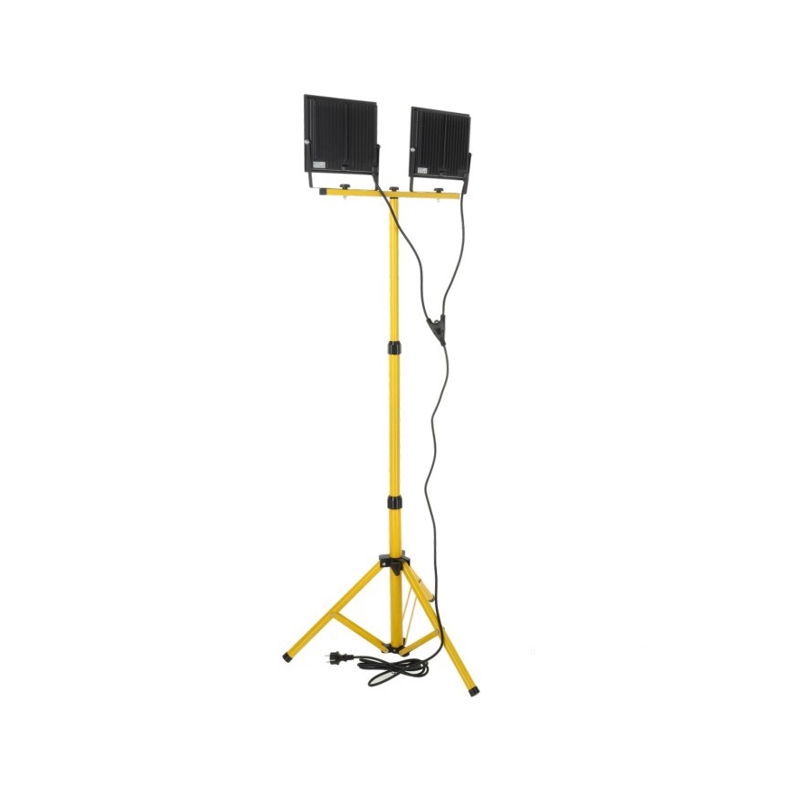 LED Floodlight with a stand TIGRA 2xLED/100W/230V 4000K IP54 black/yellow