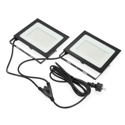 LED Floodlight with a stand TIGRA 2xLED/100W/230V 4000K IP54 black/yellow