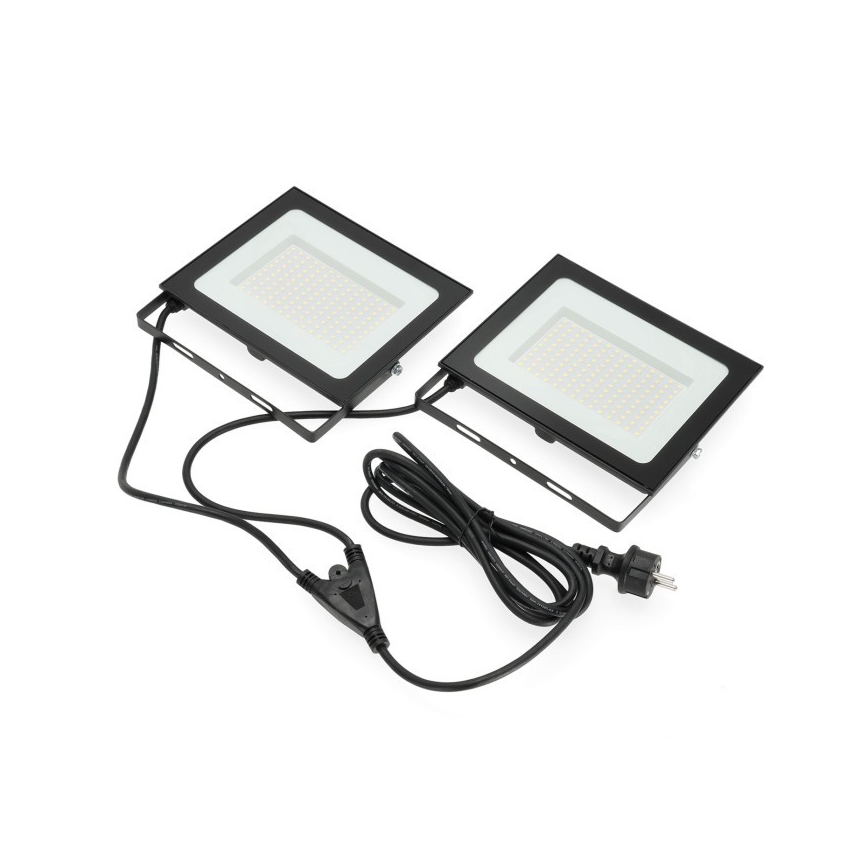 LED Floodlight with a stand TIGRA 2xLED/100W/230V 4000K IP54 black/yellow