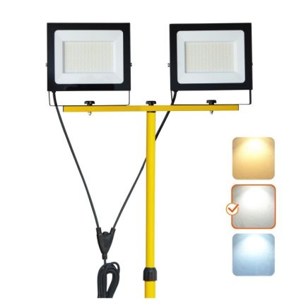 LED Floodlight with a stand TIGRA 2xLED/100W/230V 4000K IP54 black/yellow