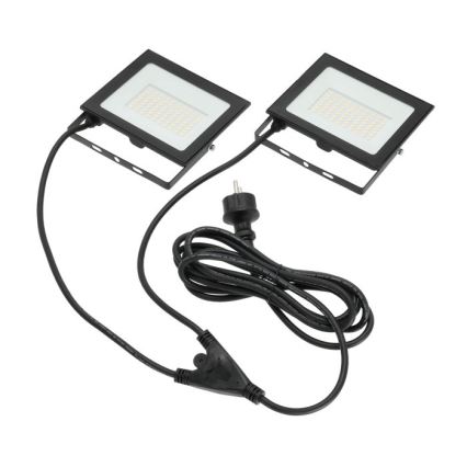 LED Floodlight with a stand TIGRA 2xLED/50W/230V 4000K IP54 black/yellow