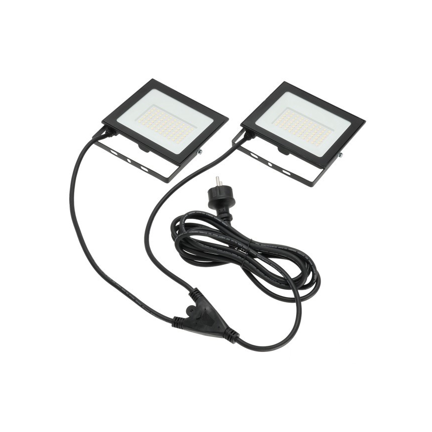 LED Floodlight with a stand TIGRA 2xLED/50W/230V 4000K IP54 black/yellow